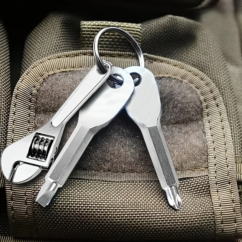 3-piece mini portable screwdriver set, multifunctional mini wrench keychain - suitable for bicycle and motorcycle repair tools