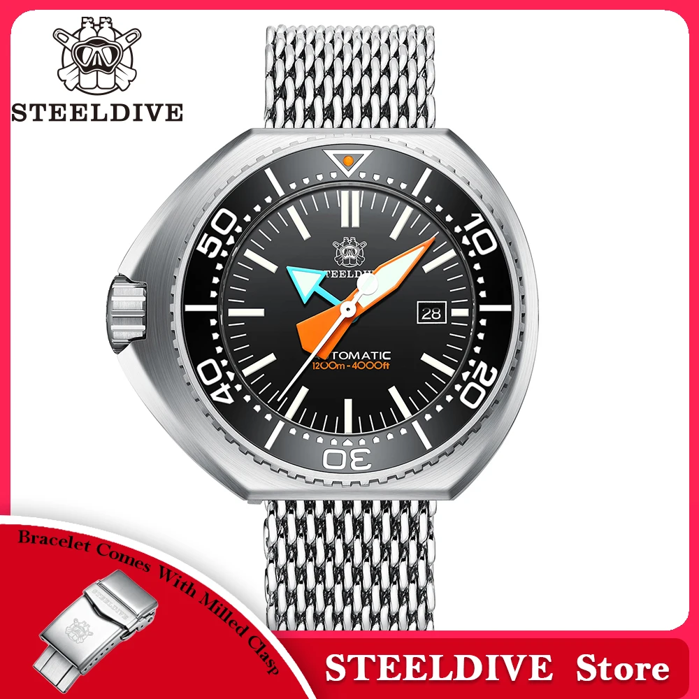 STEELDIVE Brand SD1985 44mm Case Ceramic Bezel NH35 Automatic Mechanical Sapphire Super Luminous 1000M Waterproof Dive Watch