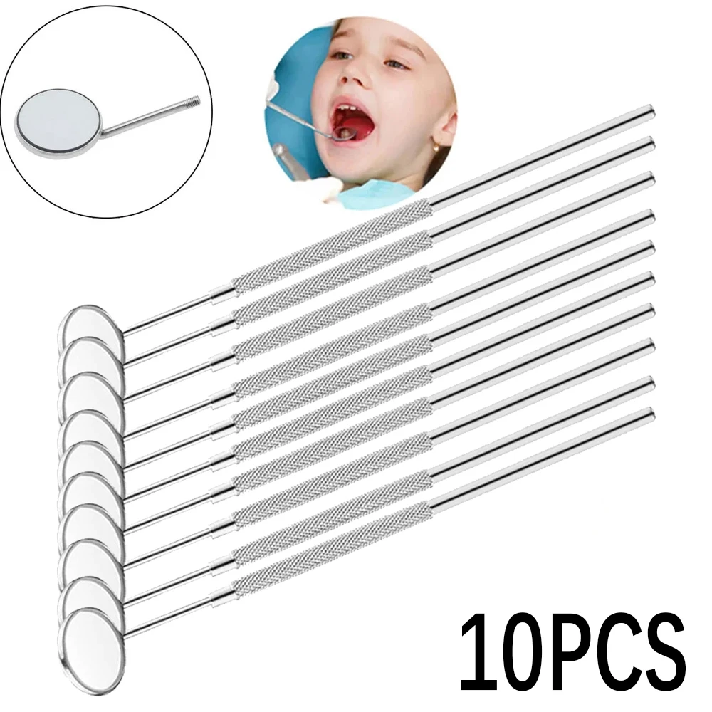 10PCS Dental Mouth Mirrors Stainless Steel Teeth Cleaning Whitening Oral Inspection Examination Hand Tools