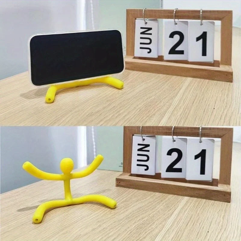 Deformable Hanging Little Yellow Man Bracket Novelty Magical Suction Cup Hanging Chain Storage Bracket Movable Cell Phone Holder