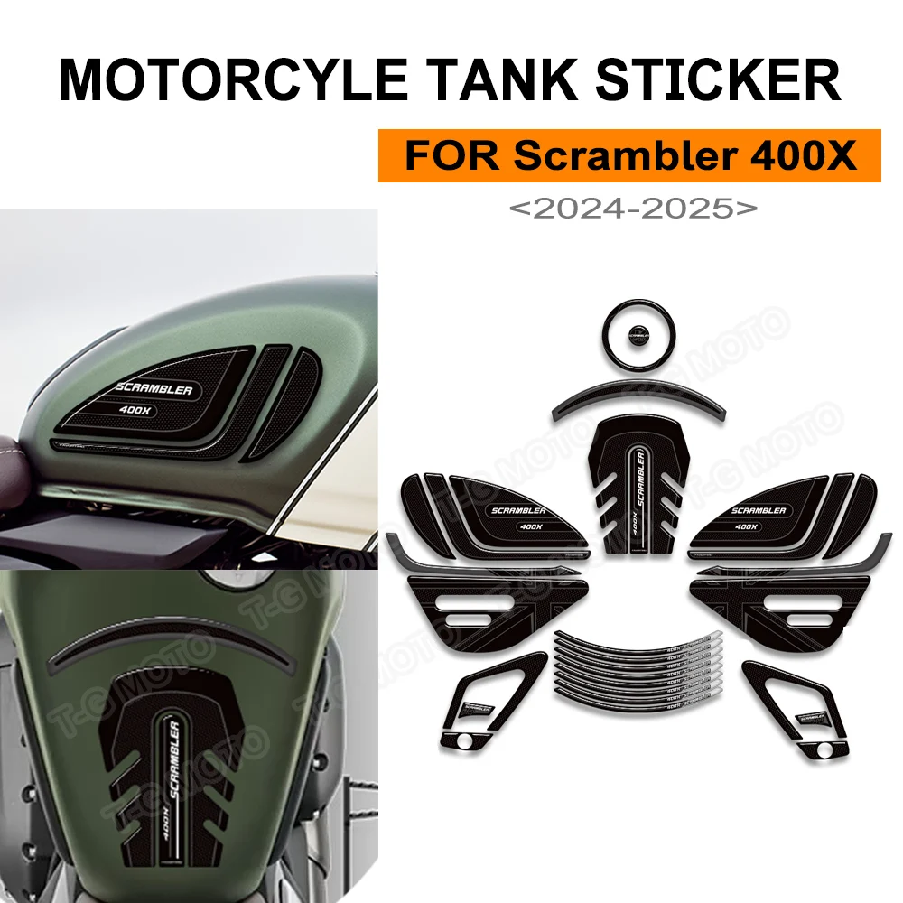 Scrambler400X Motorcycle Stickers Tank Pad Gas Fuel Oil Kit Knee Protector Decals For Scrambler 400X 400 X 2024 2025