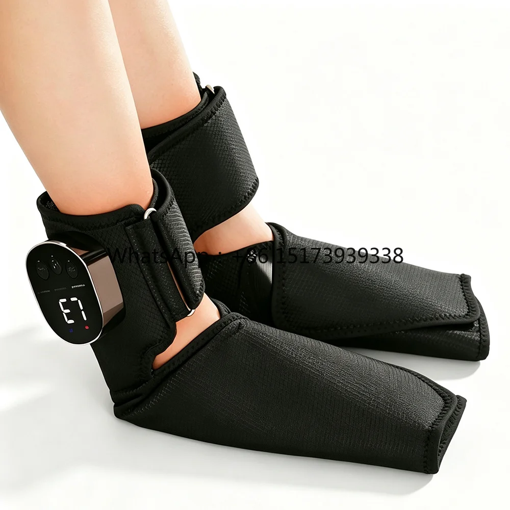 Air Compression Foot Ankle Massager Heat 3-in-1 Airbag Squeeze Vibration Cordless Wireless Remote Control 3000mAh Battery