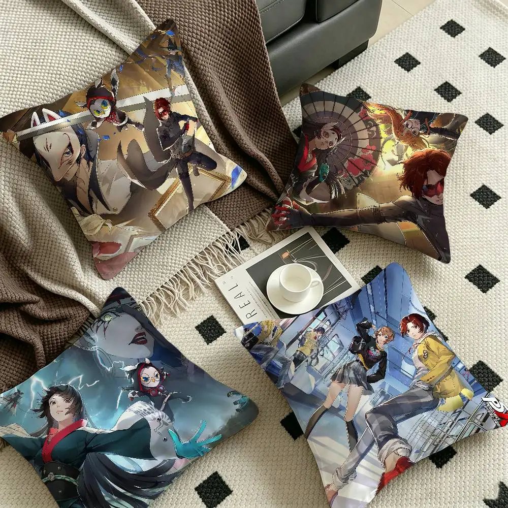 Hot Video P-Persona 5 Gaming Office Cushion Pillowcase Car Cushion Cover45X45CM Lumbar Pillowcase Sofa Pillowcover