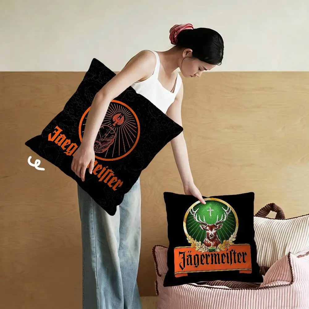 J-Jagermeisteres Logo Pillow Gifts Home Office Furnishings Bedroom Sofa Car Cushion Cover case 45x45cm