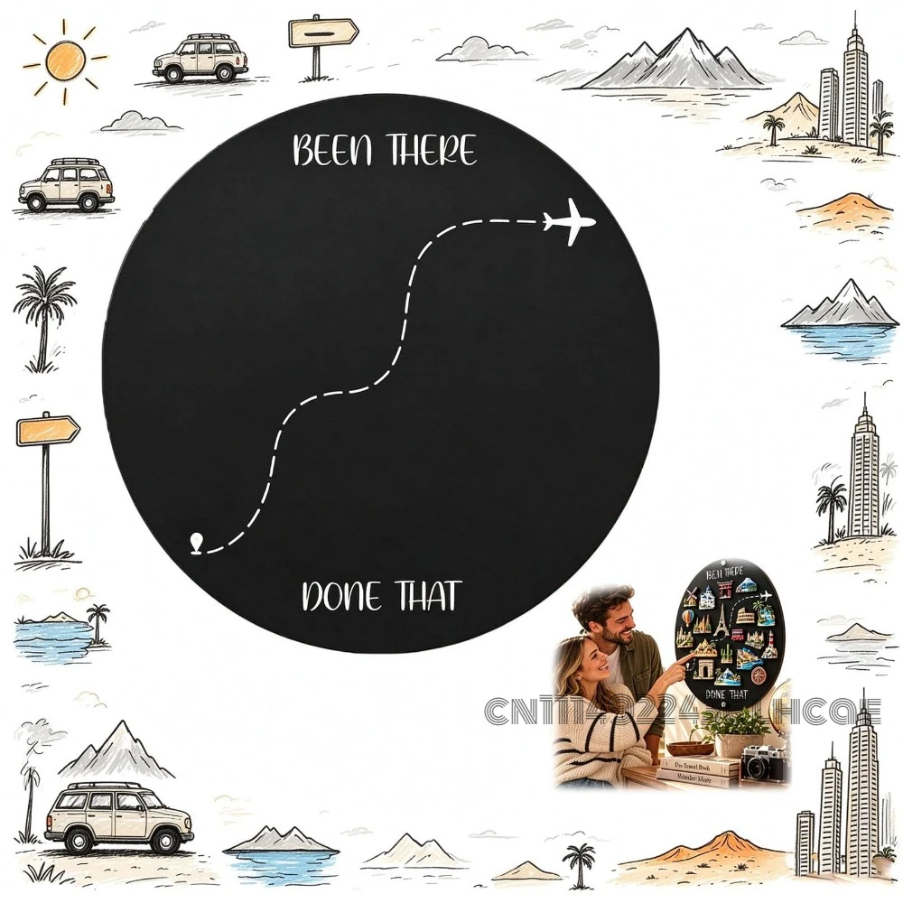 Travel Magnet Board, Round Souvenir Magnet Display Wall Panel Magnetic Wall Plaque, Round Souvenir Holder, Been There Done