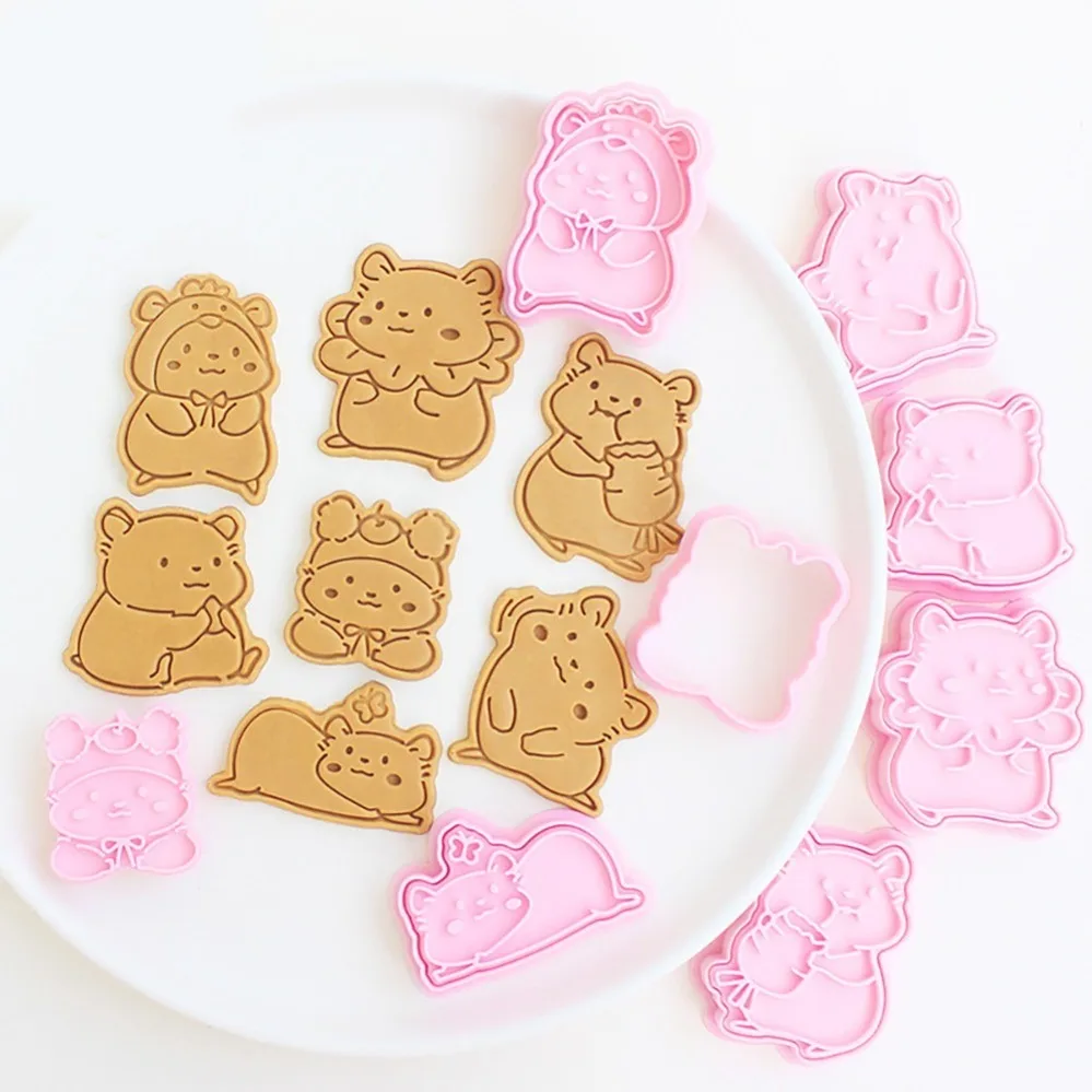 Cute Golden Bear Mouse Cookie Cutters Biscuit Mold Stamp Kitchen Baking Pastry Bakeware Dessert Baking Supplies