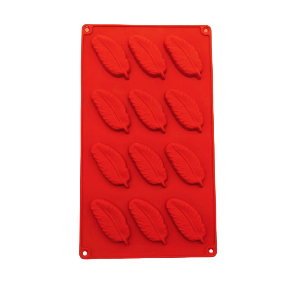 12 Hole Feather Shape Silicone Chocolate Mold Food Grade Non-Stick Silicone DIY Candy Pudding Jelly Biscuit Cookies Baking Mould
