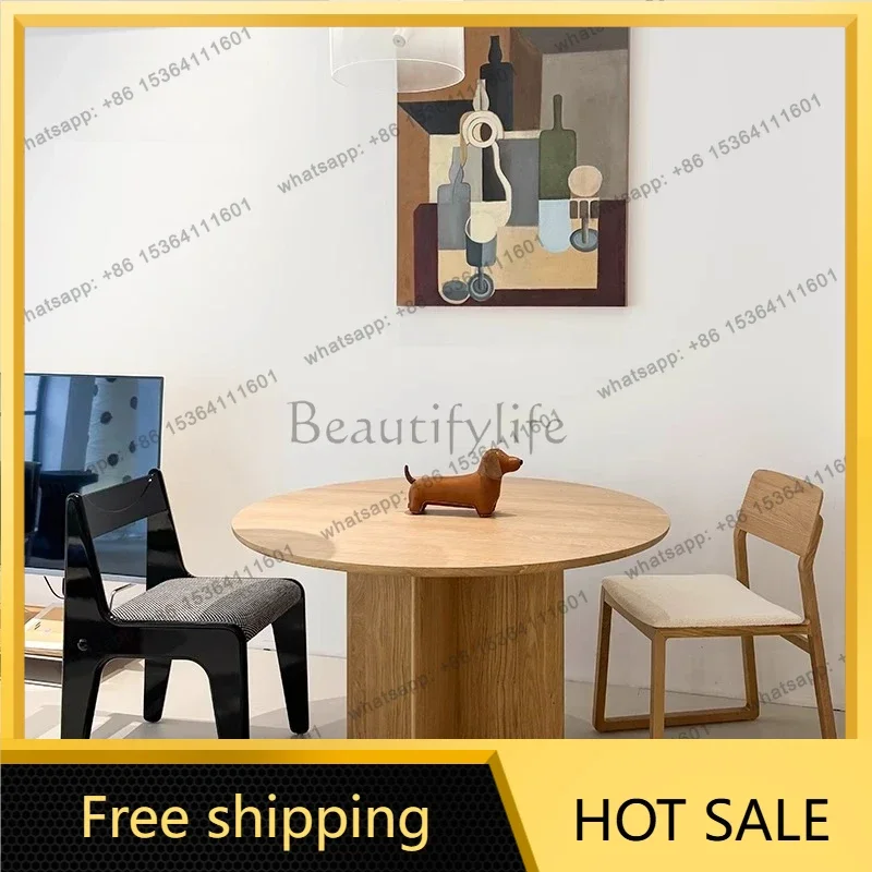 LJY Salon Round Dining Table Wood Modern Living Room Mahjong Makeup Gaming Dining Table Writing Service Muebles Office Furniture