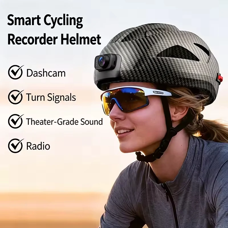 K62 Smart Bluetooth Cycling Helmet Camera Bicycle Cycling Equipment Video Recorder Helmet with Tail Light for Bike Riding 1080P