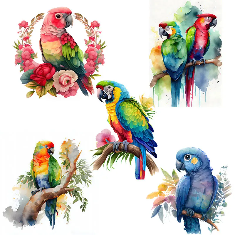 M413 Hand Painted Parrot Wall Sticker For Home Decoration Sticker Toilet Living Room Cabinet Refrigerator Home Decals