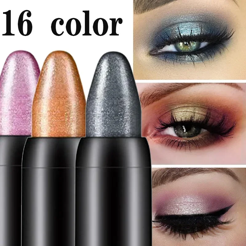Bling Eye Shadow Pen 16 Colors Eyeshadow Stick Eyeshadow Palettes Women Bling Silkworm Pen Pearlescent Eye-shadow Glitter Pencil