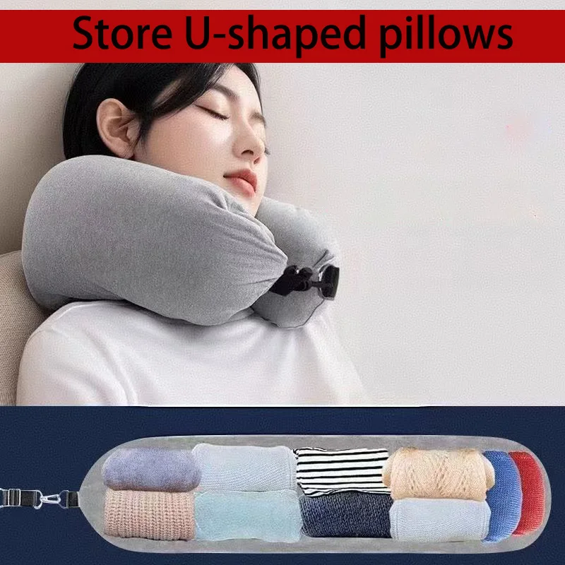 2026 New Multifunctional Fillable Travel Neck Pillow Bag Comfortable U-Shaped Pillow Luggage Pillowcase