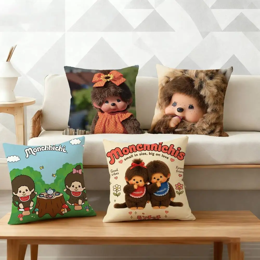 Anime M-Monchhichi Pillow Case Cushion Cover Throw Pillow Case For Car Sofa