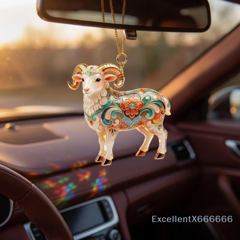2D Acrylic Christmas Goat Pendants Cute Cartoon Sheep Hanging Ornaments for Home Xmas Tree Holiday Party Decoration
