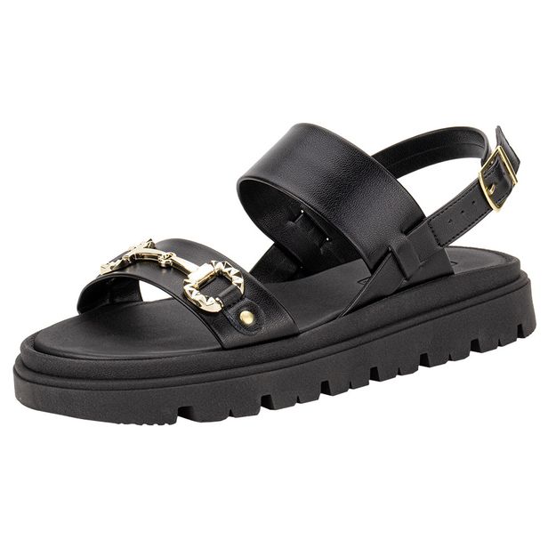 Sandália Feminina Flat Moleca 5504107 PRETO 36