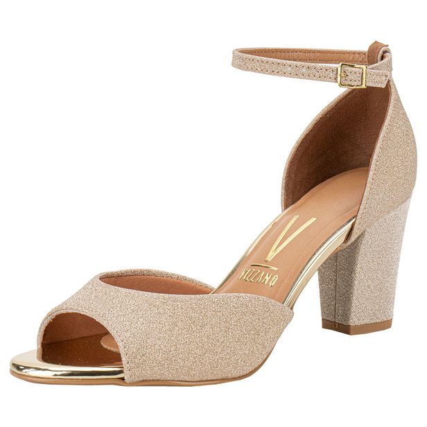 Sandália Feminina Salto Médio Vizzano - 6262206 DOURADO 34