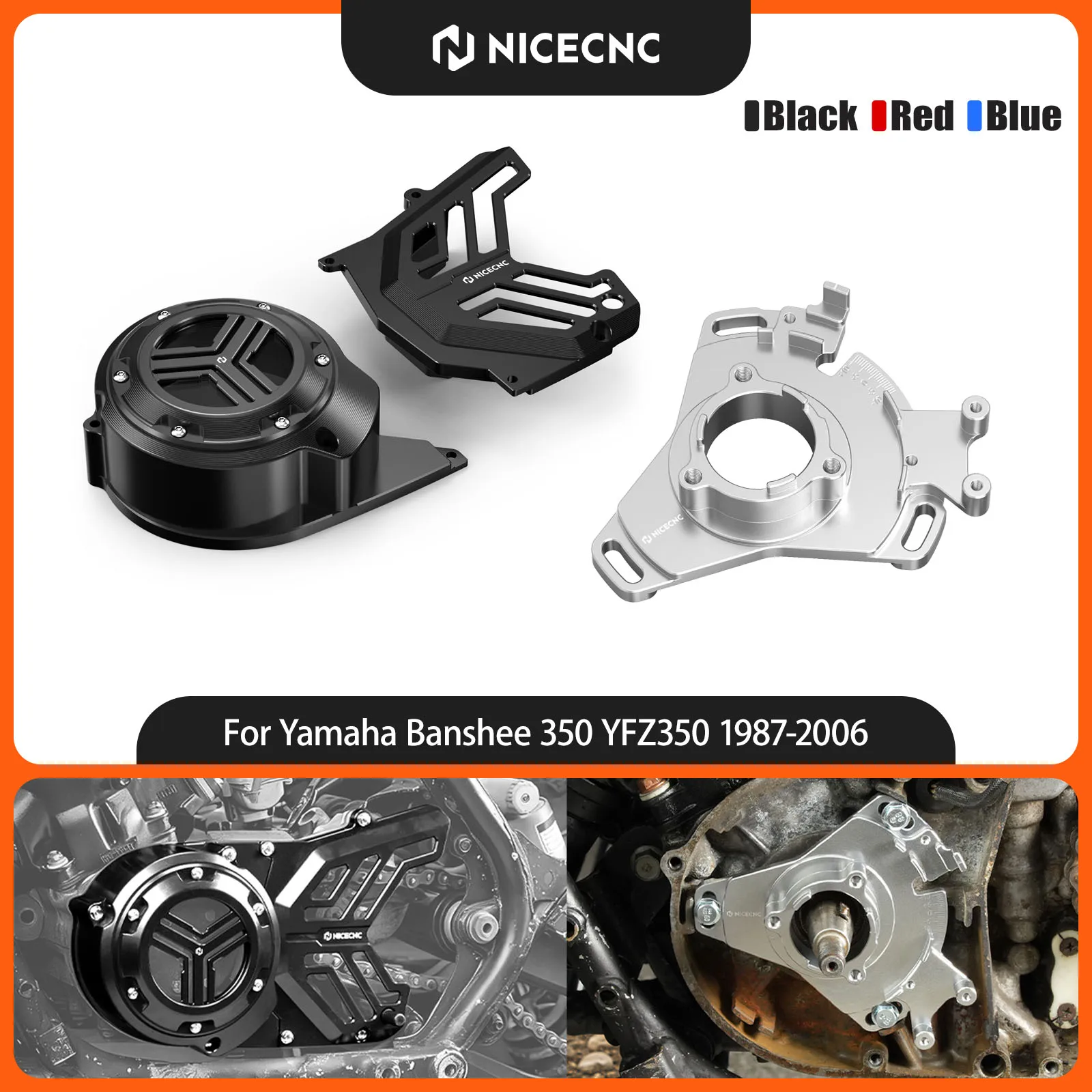 NICECNC For Yamaha Banshee 350 YFZ350 1987-2006 Stator Cover & Timing Plate Kit Aluminum ATV Accessories 3GG-85510-01-00