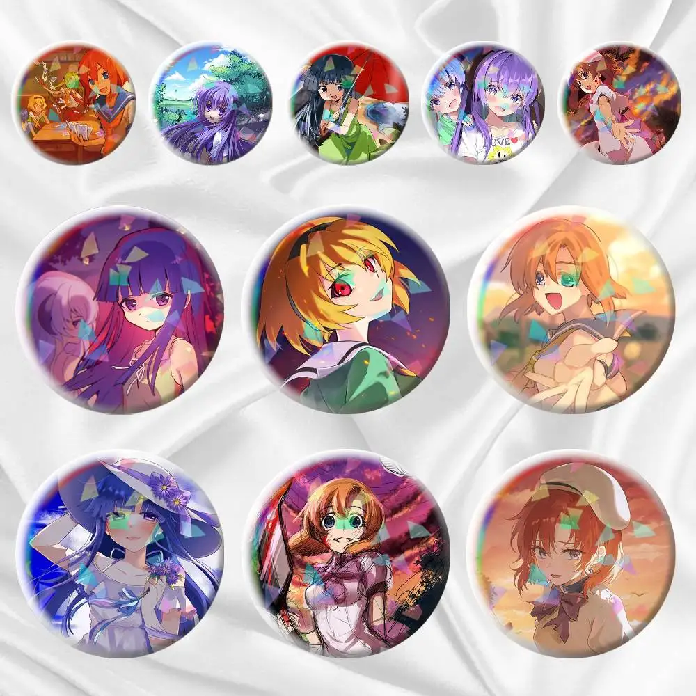 When They Cry - Higurashi Anime Girl  75mm 44mm 25mm Accessories Toys Badge Brooch Backpack Hat Pins