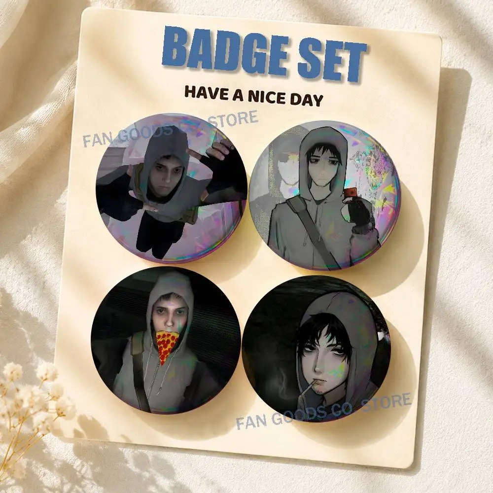 Simon Henriksson C-Cry Of Fear Brooches for Backpack Accessories 25,32,44,58,75mm Round Enamel Pins 2-piece set Anime Badge