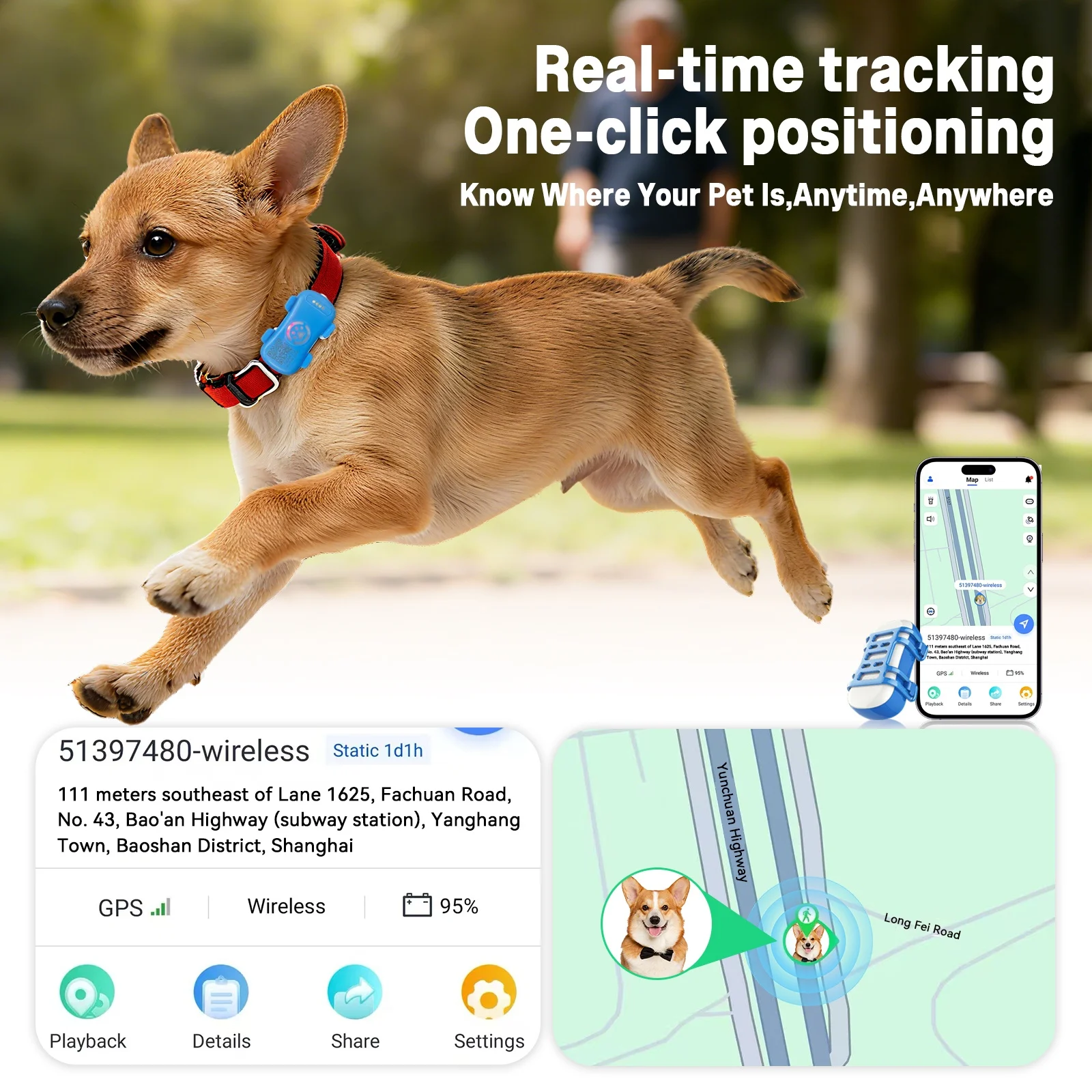 4G Mini GPS Tracker Waterproof Anti-Loss Real-Time Tracker For Cat Dog Accessories With Subscription Strangers Help Pet Get Home