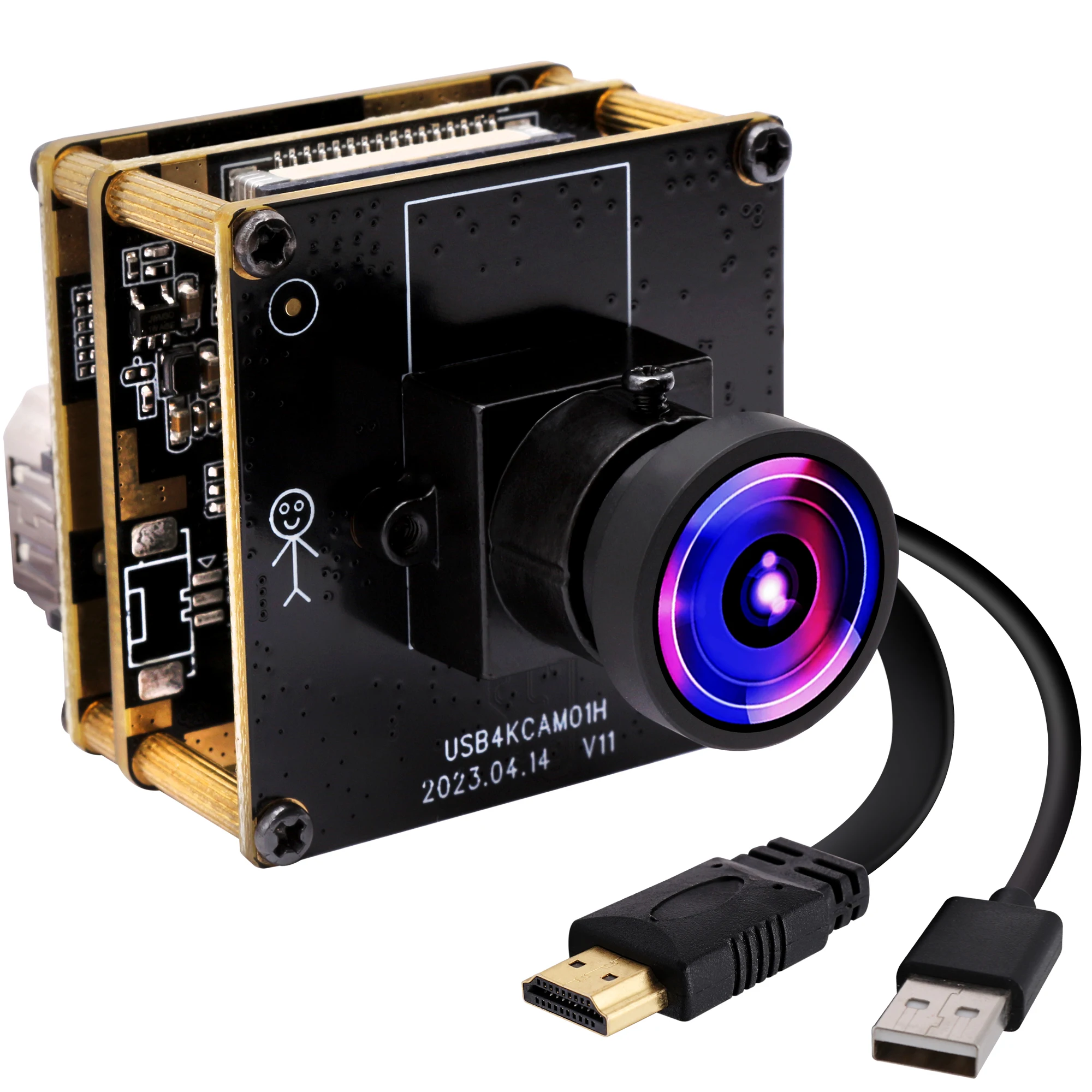 4K HD MI USB Camera Module 30fps IMX415 H.265 2X Digital Zoom Mini USB Video Web Camera with 120Degree Lens for PC Projector