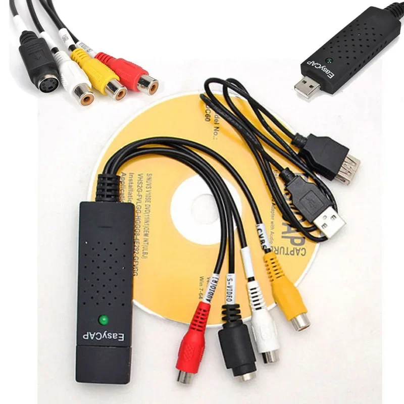 Easycap USB 2.0 Vido Audio TV DVD VHS Video DVR Converter Capture Card Record Analog Video to Digital for Computer/CCTV Camera