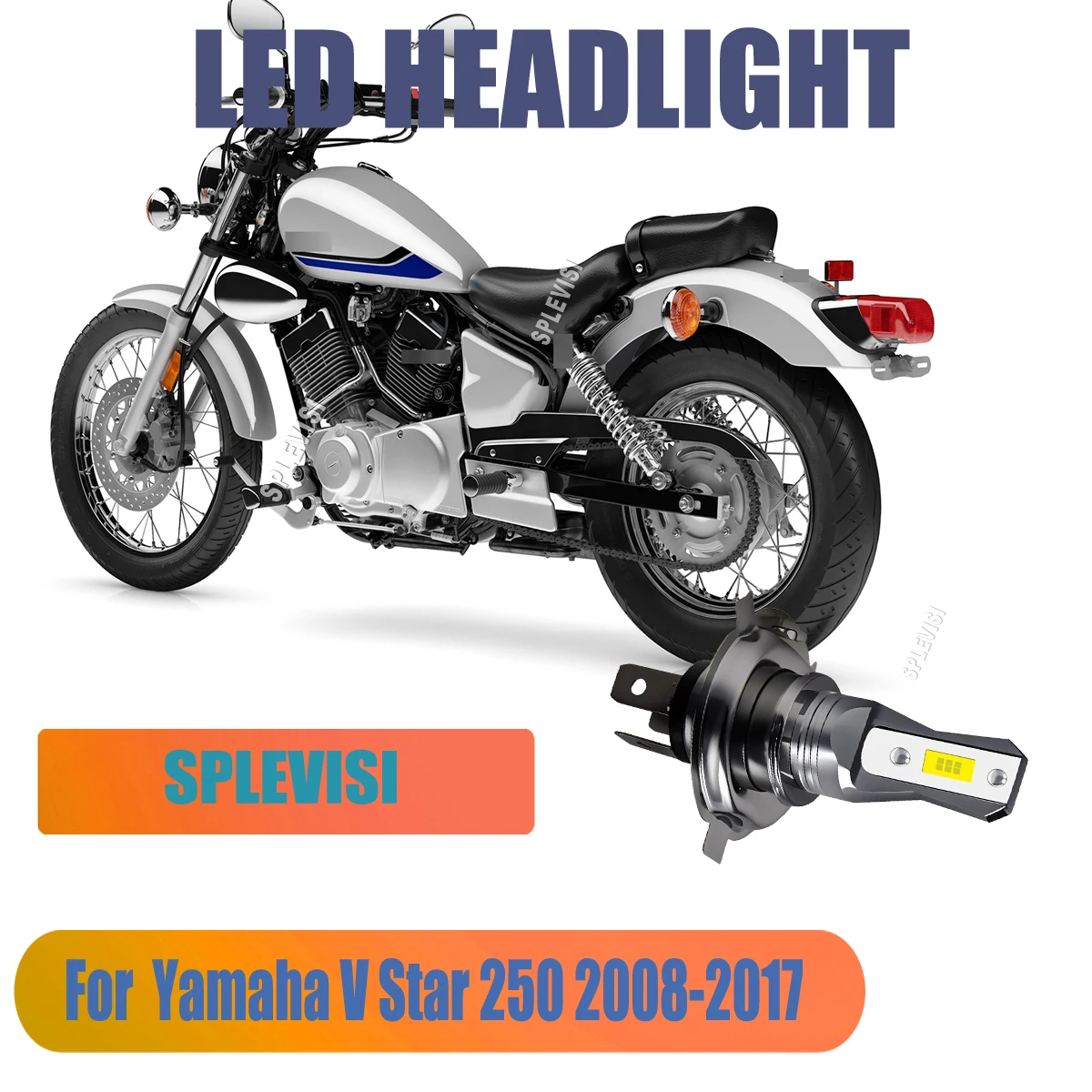 H4 9003 Dual Beam Motorcycle Headlight 4500LM 6000K For Yamaha V Star 250 2008 2009 2010 2011 2012 2013 2014 2015 2016 2017