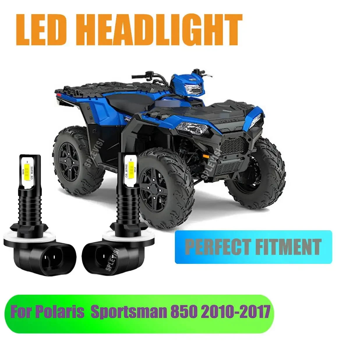 LED White Headlight Bulbs - Waterproof. Dustproof Cold proof For Polaris Sportsman 850 2010 2011 2012 2013 2014 2015 2016 2017