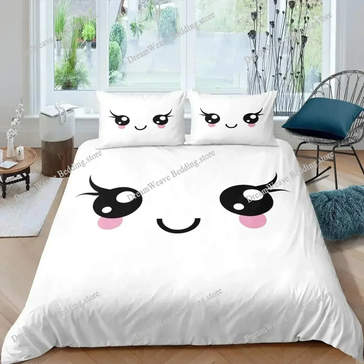 Bedding Decor Eyelash Duvet Cover Set Romantic Woman Closed Eyes Long Lashes  King Queen Bedding Set English Words Polyester Qui