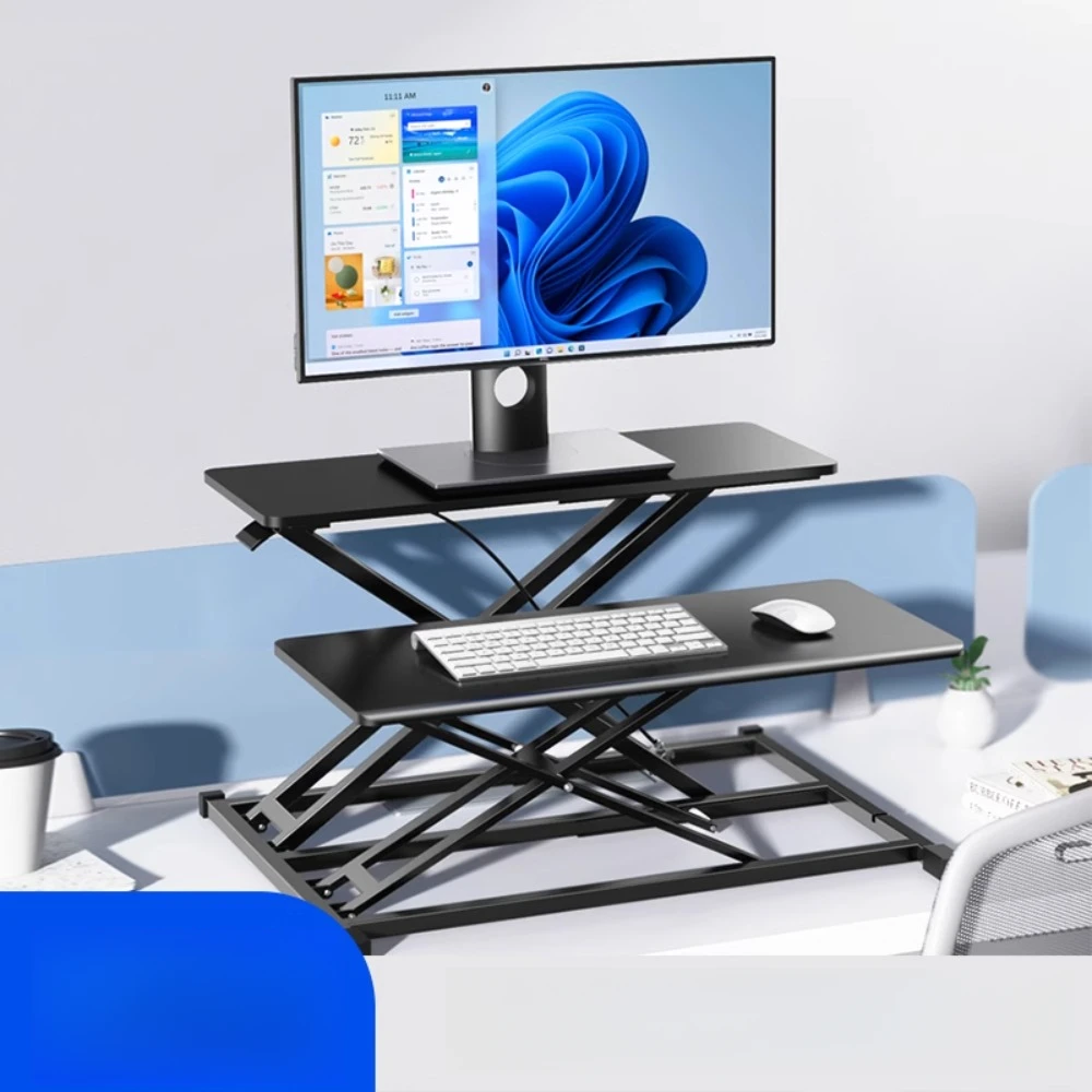 Desktop Dual Lift Computer Stand Adjustable Standing Monitor Height Increasing Bracket Keyboard Notebook Folding Stand