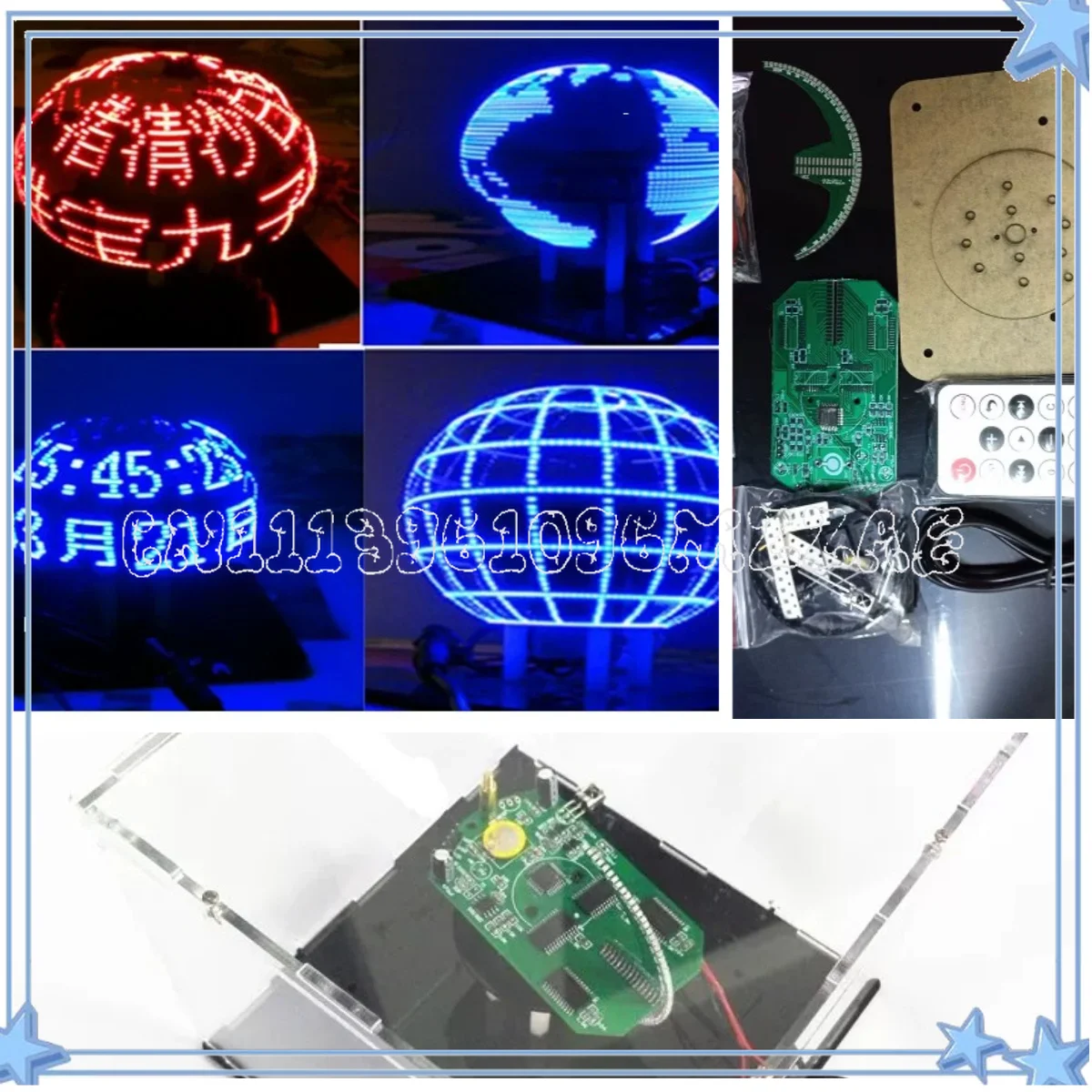 Spherical Rotating LED Kit MCU POV Clock Rotating Globe DIY Electronic Production Parts, Finished Products