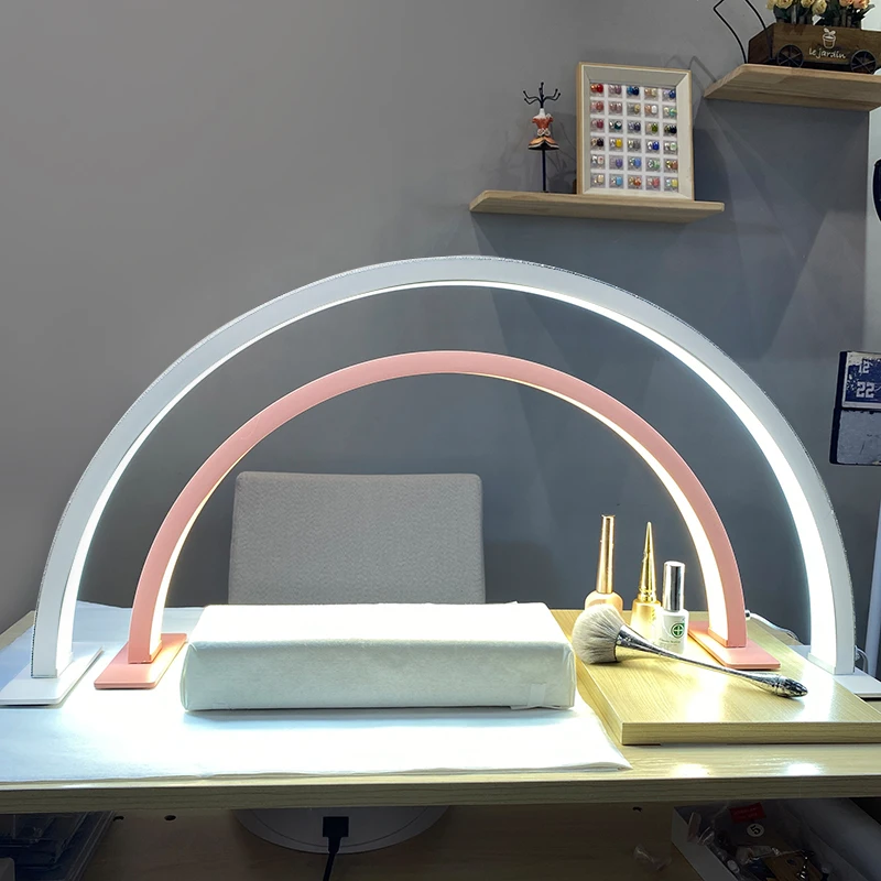 Half Moon Nail Fill Light LED Desktop Arch Ring Fixture Adjustable Brightness Salon Eyelash Tattoo Nails Care Makeup Nail Lamp
