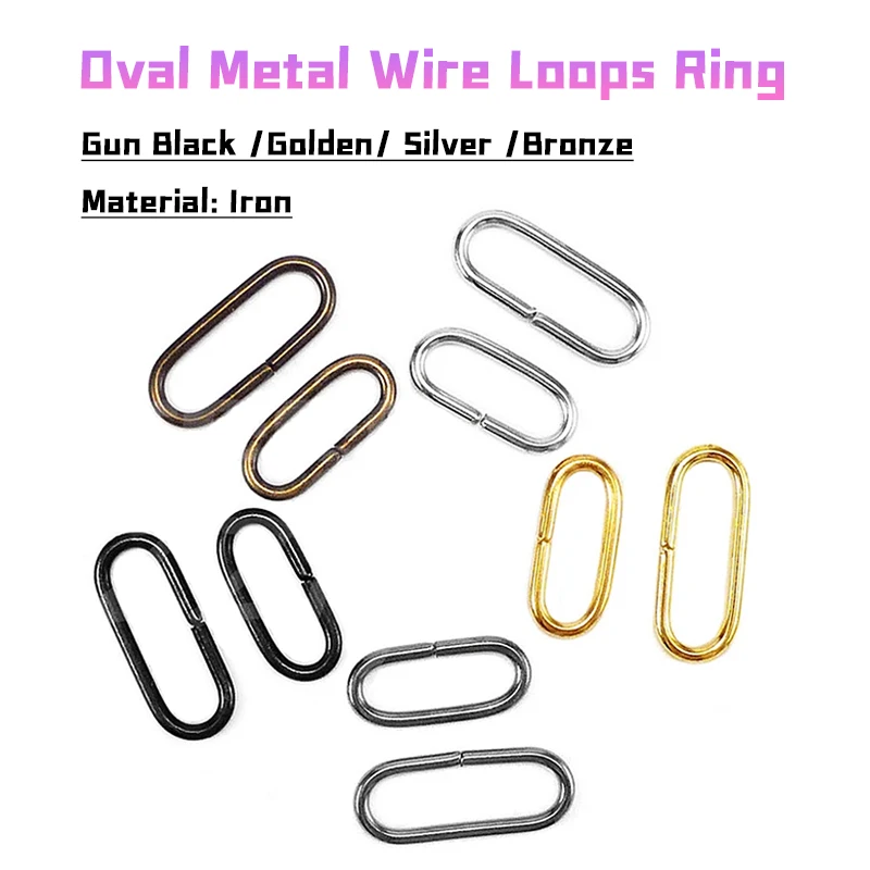 Peijian 10pcs/lot Oval Metal Wire Loops Ring Fasteners 10/12/13/20/21/25/28/30mm Bag Strap Extension Carabiner Dog Chain Snap