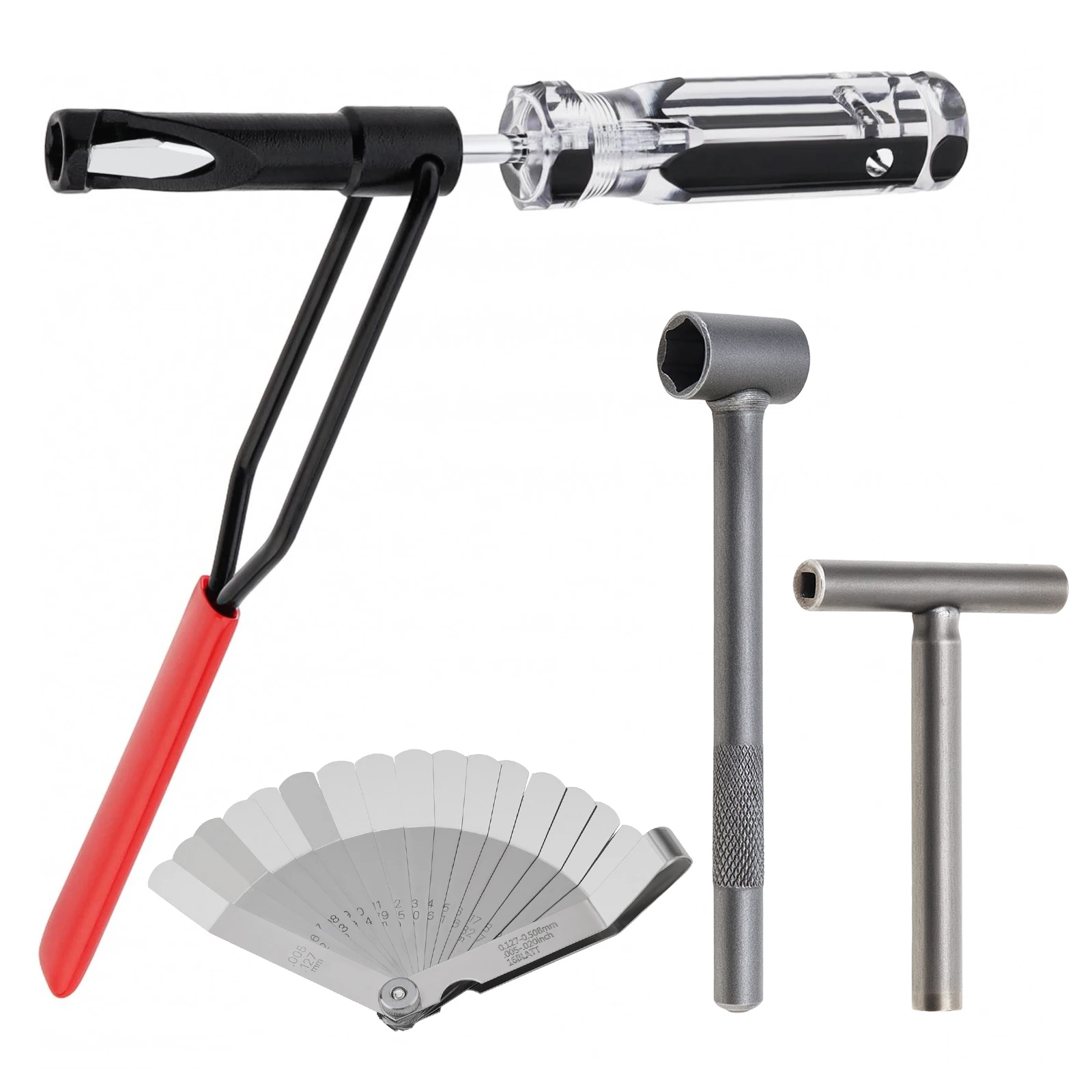 Motorcycle Engine Valve Adjustment Tool Set 9mm 10mm Hex 3 3.5 4mm Square 10mm Jam Nut Socket 1/4 In Slotted Driver Feeler Gauge