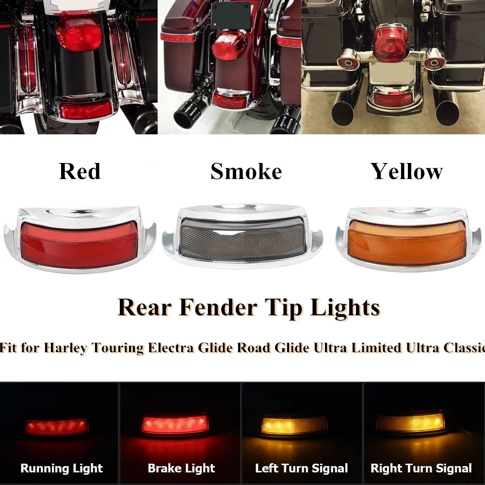 Motorcycle LED Fender Tip Light Rear Tailing Edge Turn Signal Run Brake Light For Harley Touring Electra Glide Road Glide FLHTK
