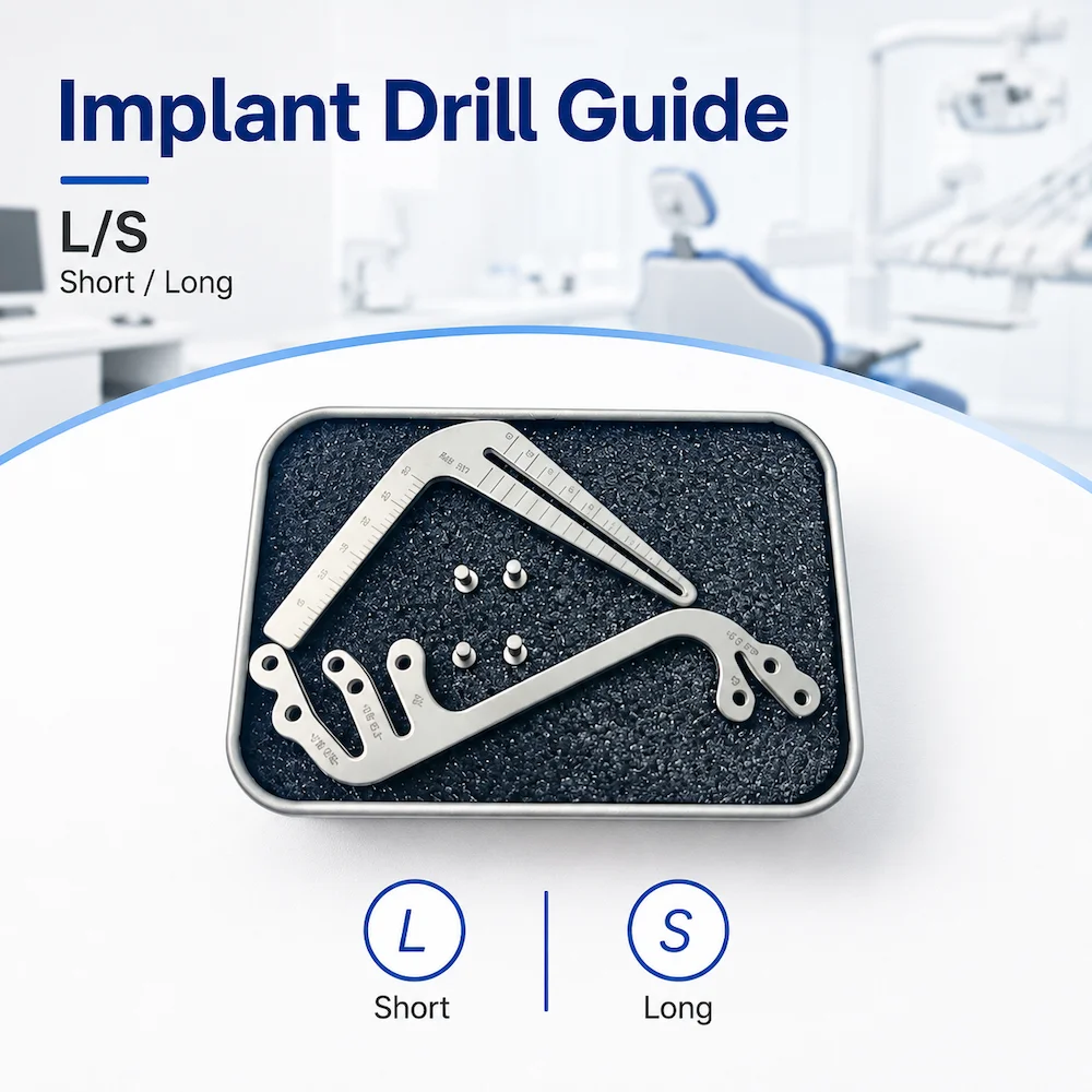 Dental Implant Drill Guide Set 6Pcs Stainless Steel L/S Type Locator Ruler for Single & Multi Teeth Implant Surgery