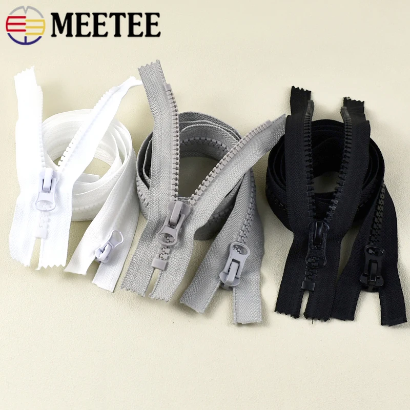 15-500cm 8# Resin Zipper with Single/Double Sliders Jacket Coat Backpack Open-end Zips Repair Kit DIY Garment Sewing Accessories