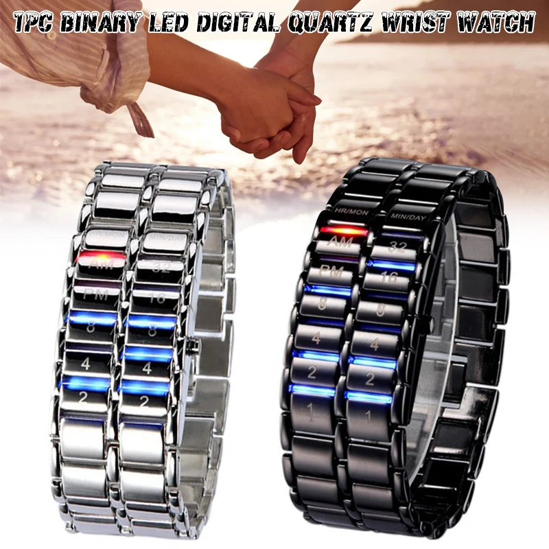 Couple Watches Binary Led Digital Quartz Wrist Watch Fashion Men's Watches Gift For Father's Day Binary Clock Binary Watch