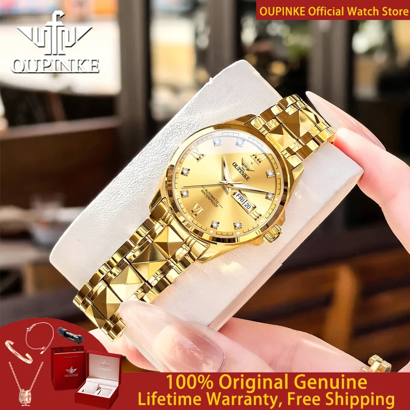 OUPINKE Watch 3262 Elegant Women Watch Luxury Top Imported Mechanical Watch Tungsten Steel Roman Scale Calendar Women Watch Gift