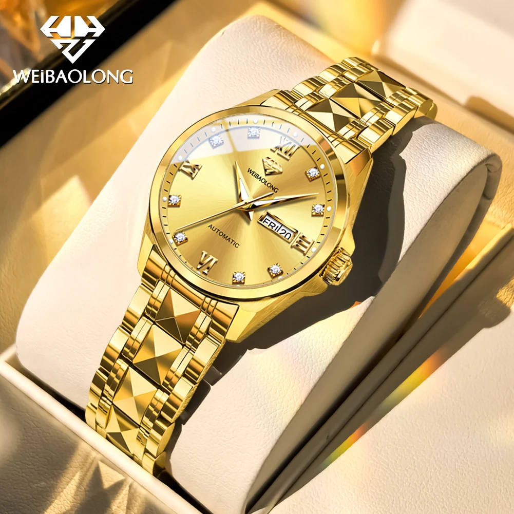 WEIBAOLONG 3803 Swiss Movement Women's Watch Automatic Mechanical Watch for Ladies 8 Diamonds Luxury Watches