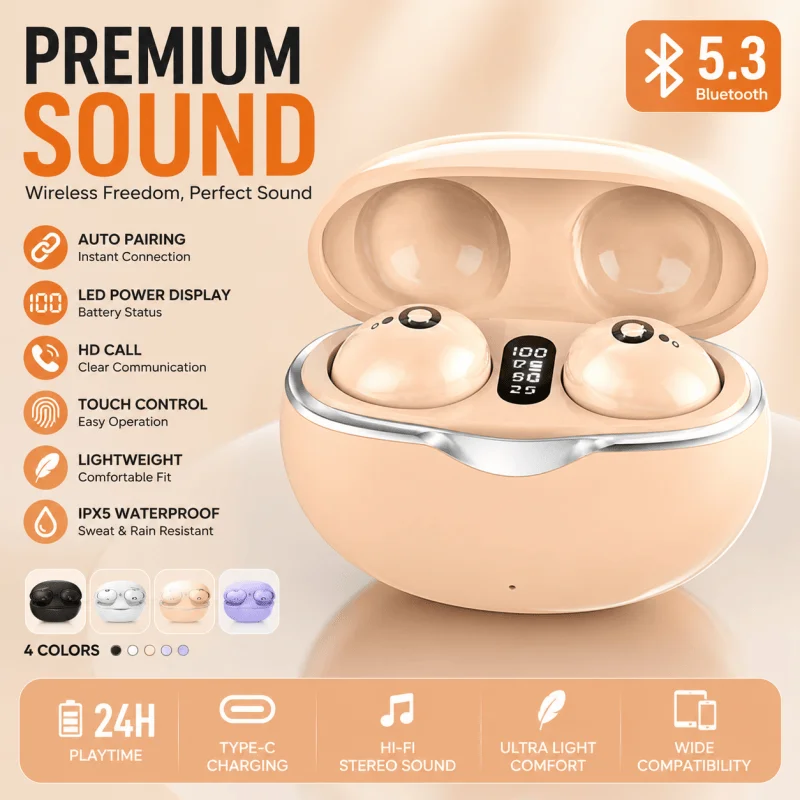 New Hot Mini Invisible Headphones TWS Bluetooth 5.2 Earphone Wireless Heasets Stereo Noise Reduction Earbuds For Music Home Work