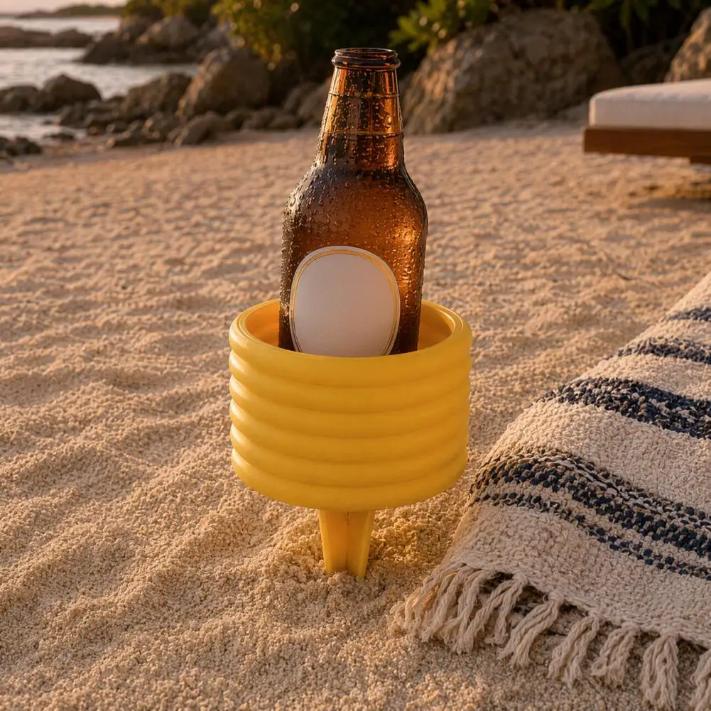 Novelty Cup Holder Beach Sand Cup Holder with Spike Insert Heavy Duty Outdoor Drink Stand Anti-fall Beverage for Travel