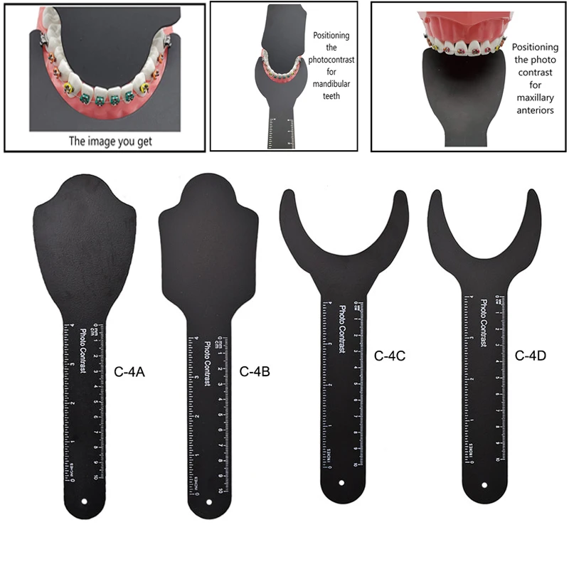 4Pcs/set Dental Photo Contrast Kit Dental Oral Imaging Black Background Board Palatal Contrast