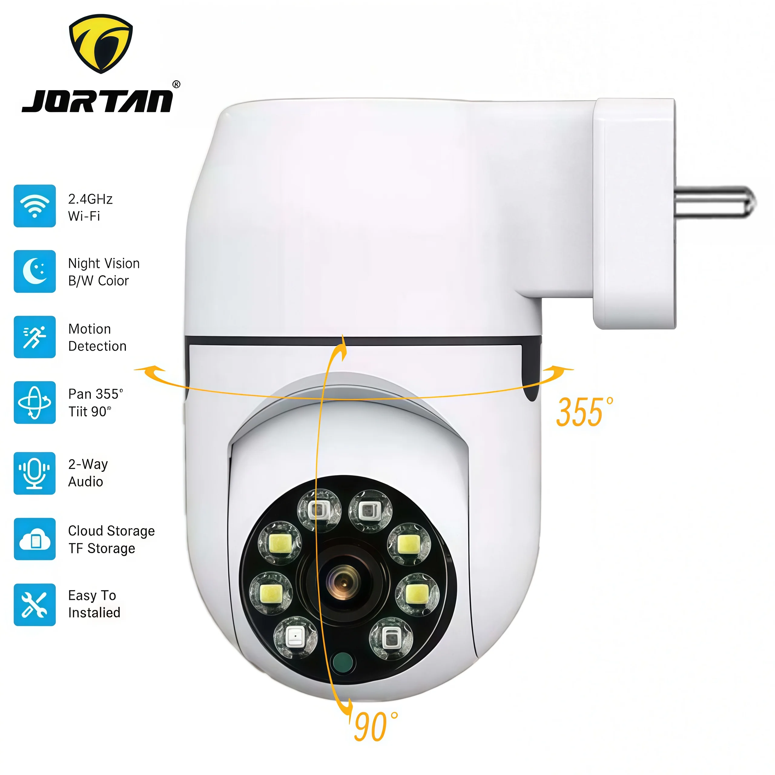 2MP Plug-in Wifi Baby Surveillance Indoor Camera Security Wireless 360 IP Home Video Smart Life CCTV PTZ ONVIF Night Vision Cam