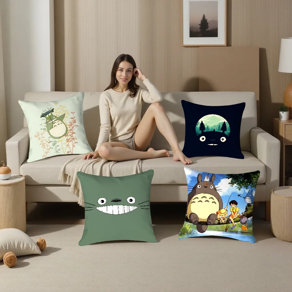 Anime T-TotoroS Kawaii Pillow Case Plush Fabric Soft  Pillowcase Double Sided Print Cushion Cover Household Gifts