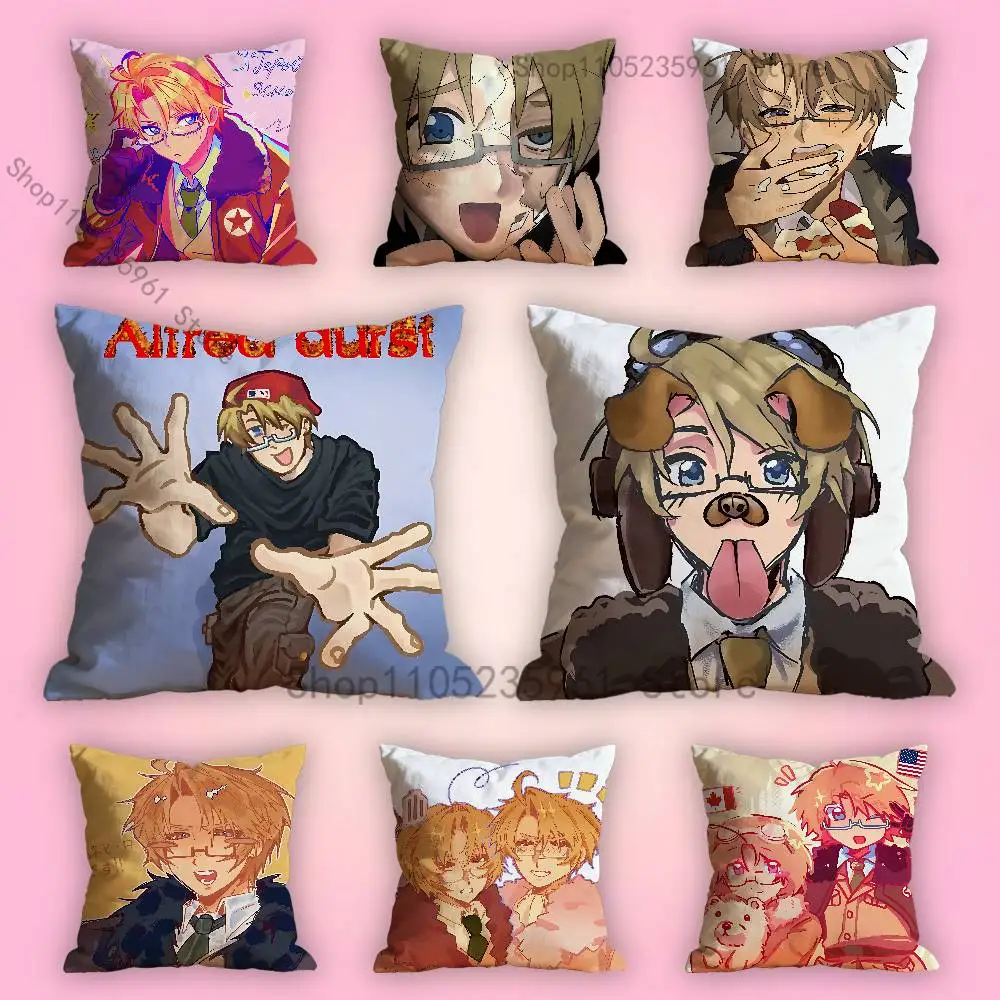 America H-Hetalia A-Alfred Print Polyester Pillow Case for Valentine gift Home Sofa Cushion Cover Decoration Custom