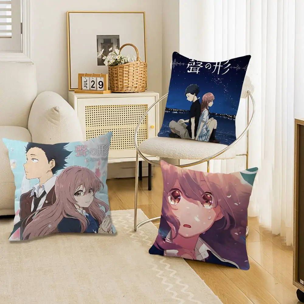 A Silent Voice Movie Cushion Cover Car Throw Pillow Case For Sofa Car Christmas Gift 40x40cm 45x45cm
