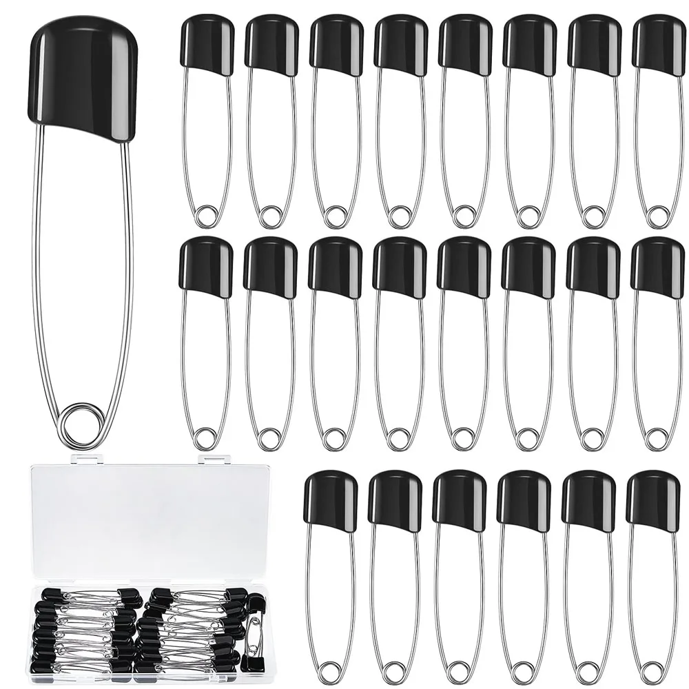 50Pcs Diaper Pins Safety 2.2 Inch Plastic Head Cloth Diaper Nappy Safety Pins with Locking Closures Stainless Steel with Box