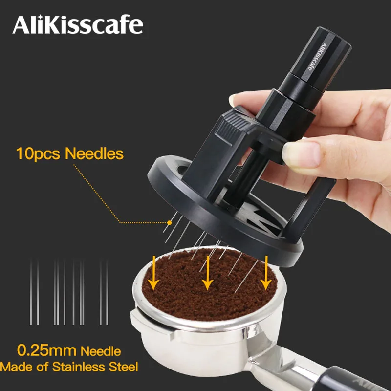 ALIKISSCAFE WDT Tools Espresso Stirrer Needle Distributor Magnetic 51mm 54mm 58mm Adjustable Depth Barista Tool Coffee Accessory