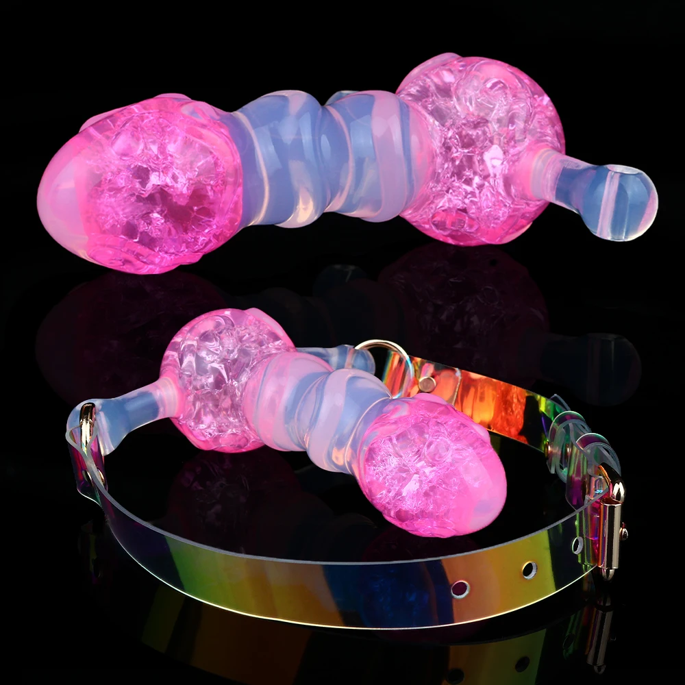 NNSX Textured Silicone Mouth Gag Dildo Gag Anal Sex Toy Adults Game Breathable Ball Gag BDSM Sex Accessories for Women Men